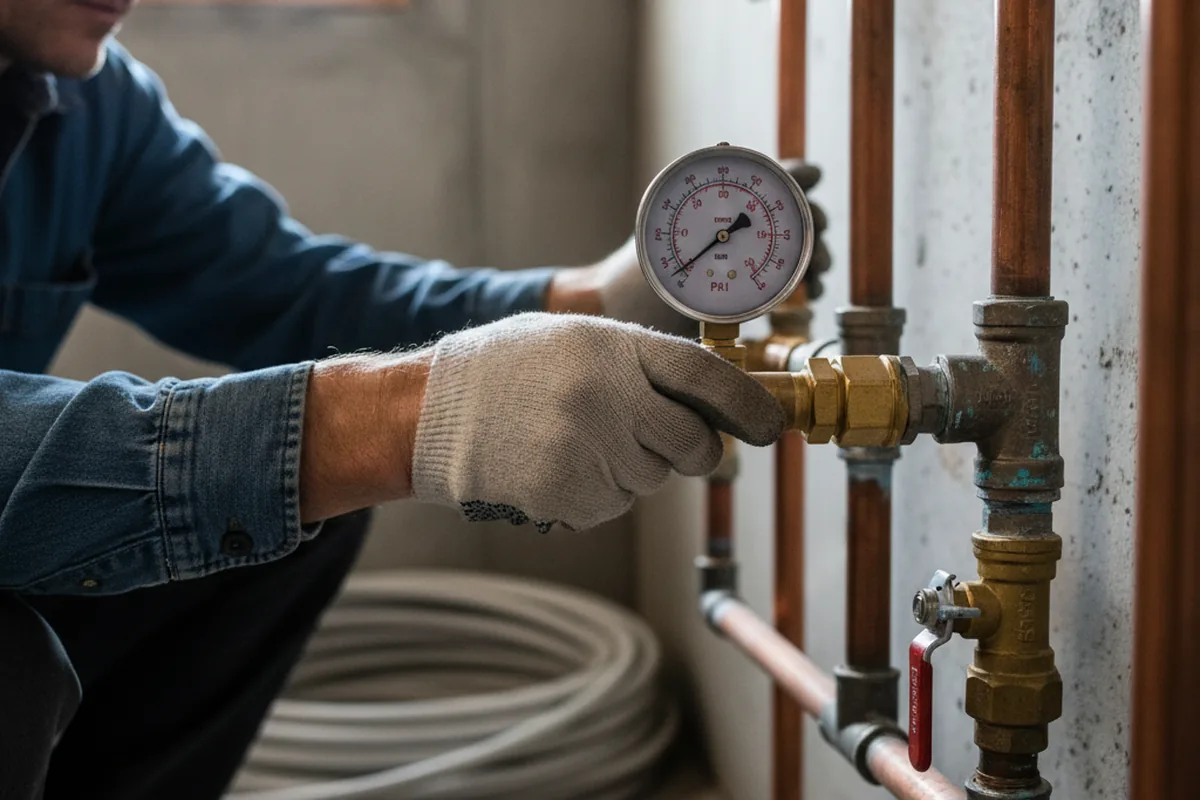 Pressure testing a repaired line during Water Line Repair in Saint Augustine